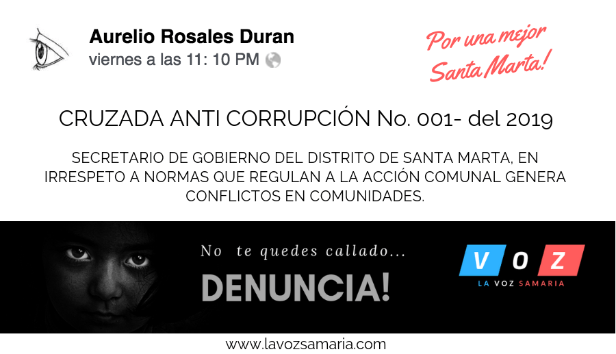 CRUZADA ANTI CORRUPCIÓN No- 001 del 2019